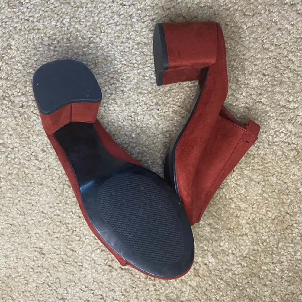 Zara Red Suede Mules With Block Heel Size 37 Eu - image 5